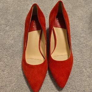 Alex Marie Red Suede Pointed Toe Pumps